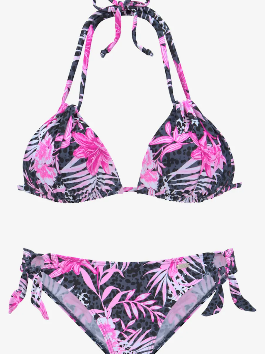 Bikini triangle à imprimé coloré avec bonnets rembourrés et bretelles à nouer