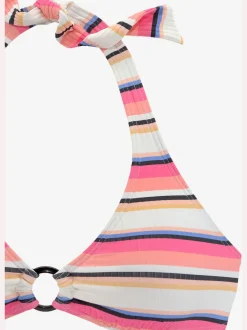 Bikini triangle à motif rayé avec bonnets amovibles