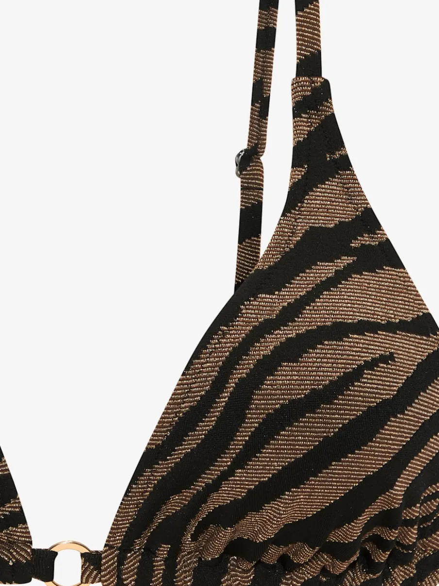 Bikini triangle à motifs animaux en matière structurée brillante