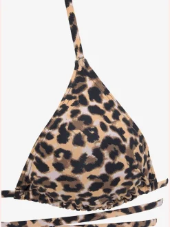 Bikini triangles à nouer avec imprimé animal et bonnets amovibles