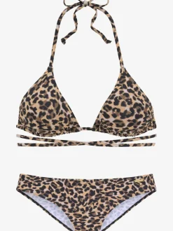 Bikini triangles à nouer avec imprimé animal et bonnets amovibles