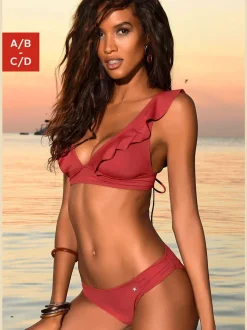 Bikini triangle à volants avec bonnets amovibles doux