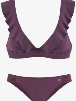 Bikini triangle à volants avec bonnets amovibles doux