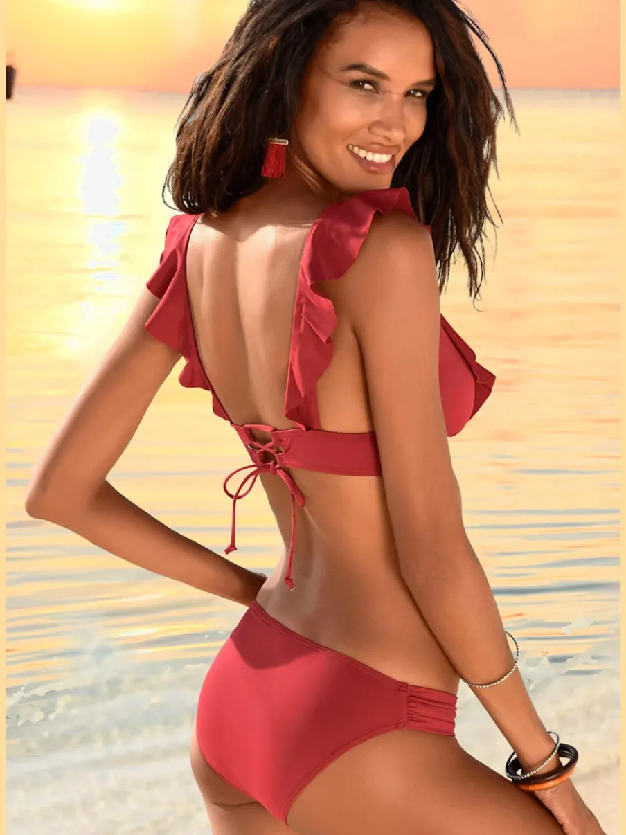 Bikini triangle à volants avec bonnets amovibles doux
