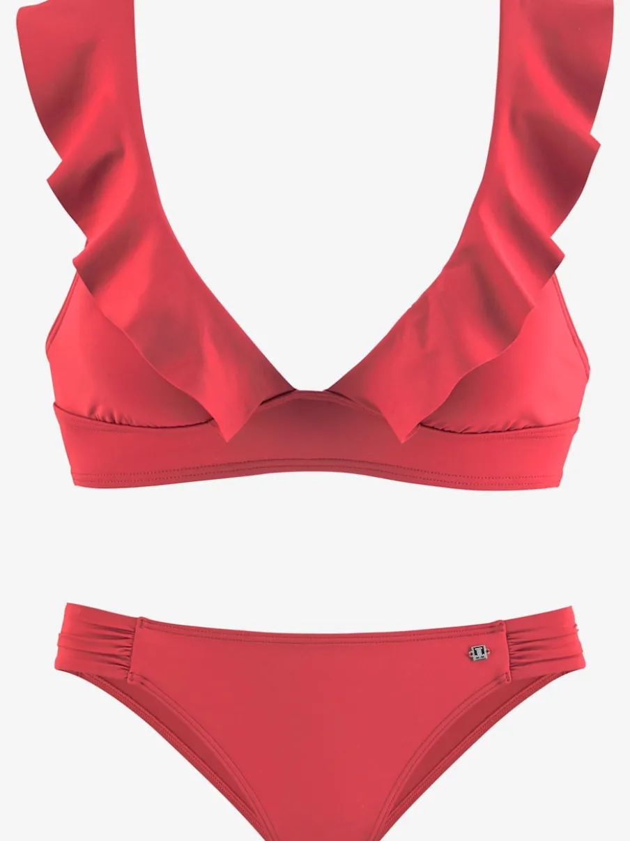 Bikini triangle à volants avec bonnets amovibles doux