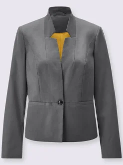 Blazer avec col montant et poches passepoilées raffinées