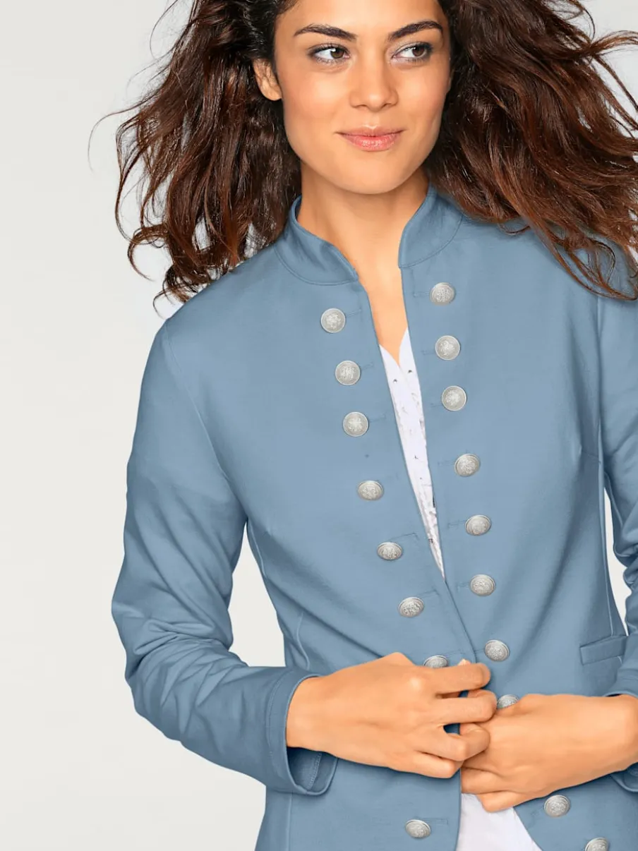 Blazer avec col montant poches manches longues ajusté