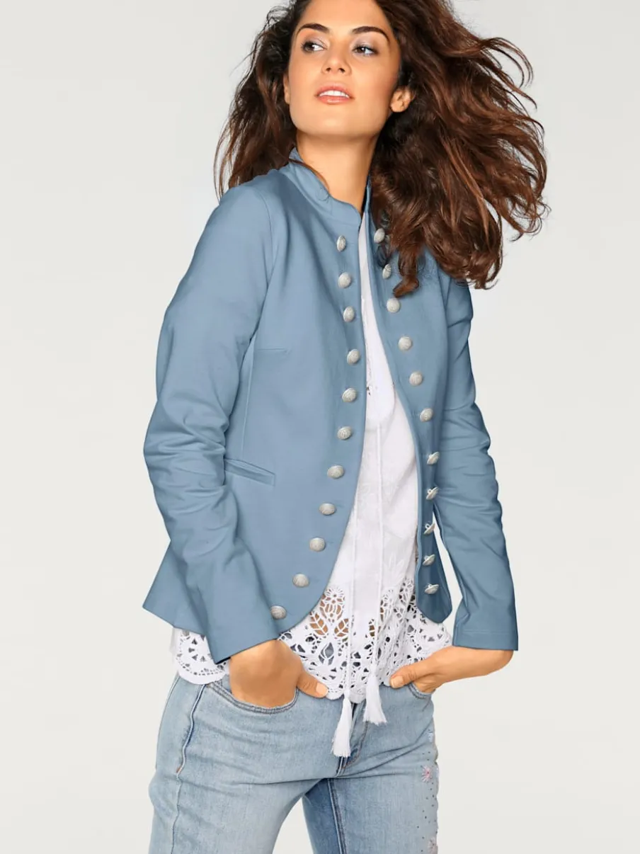 Blazer avec col montant poches manches longues ajusté