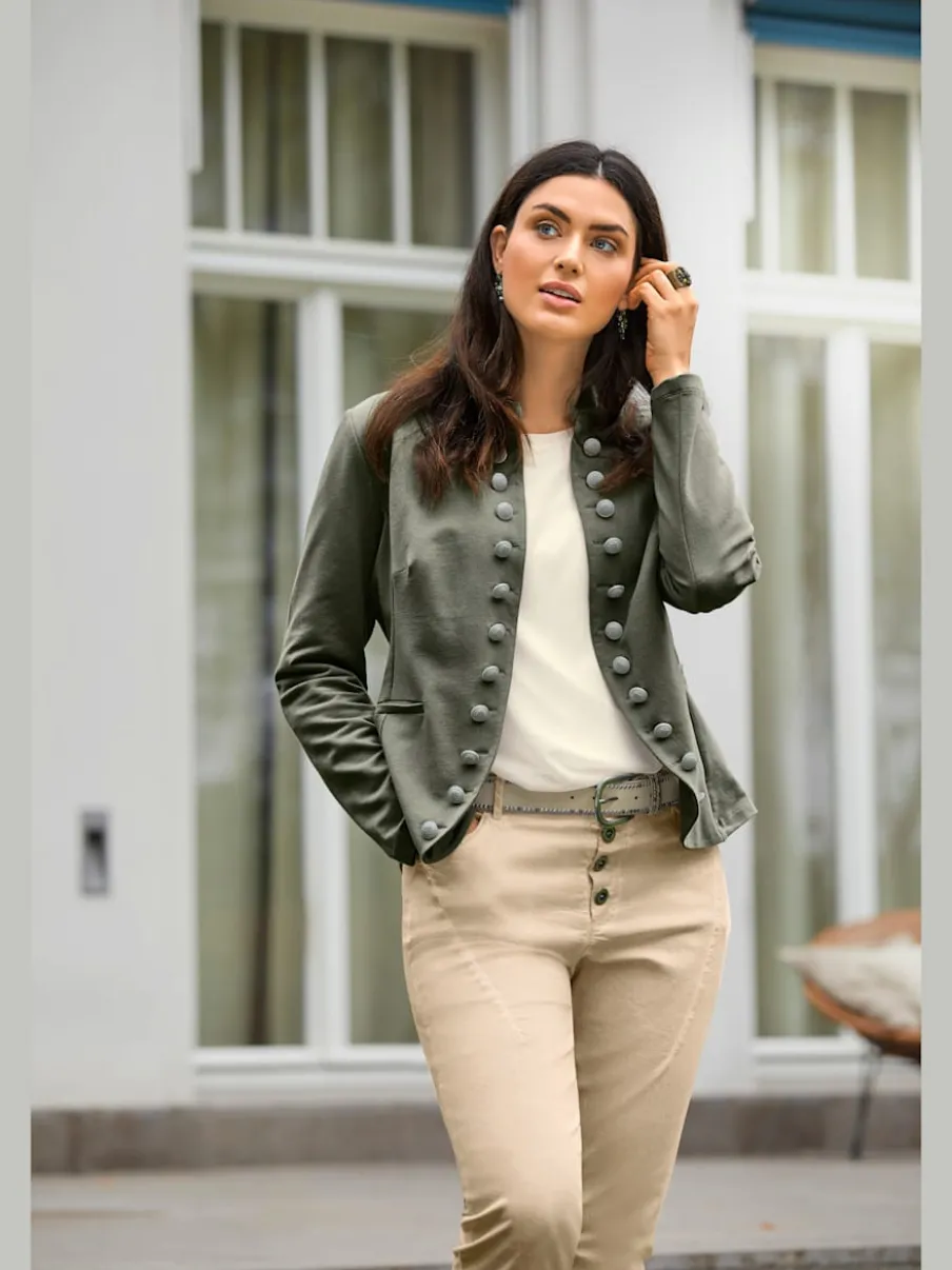 Blazer avec col montant poches manches longues ajusté