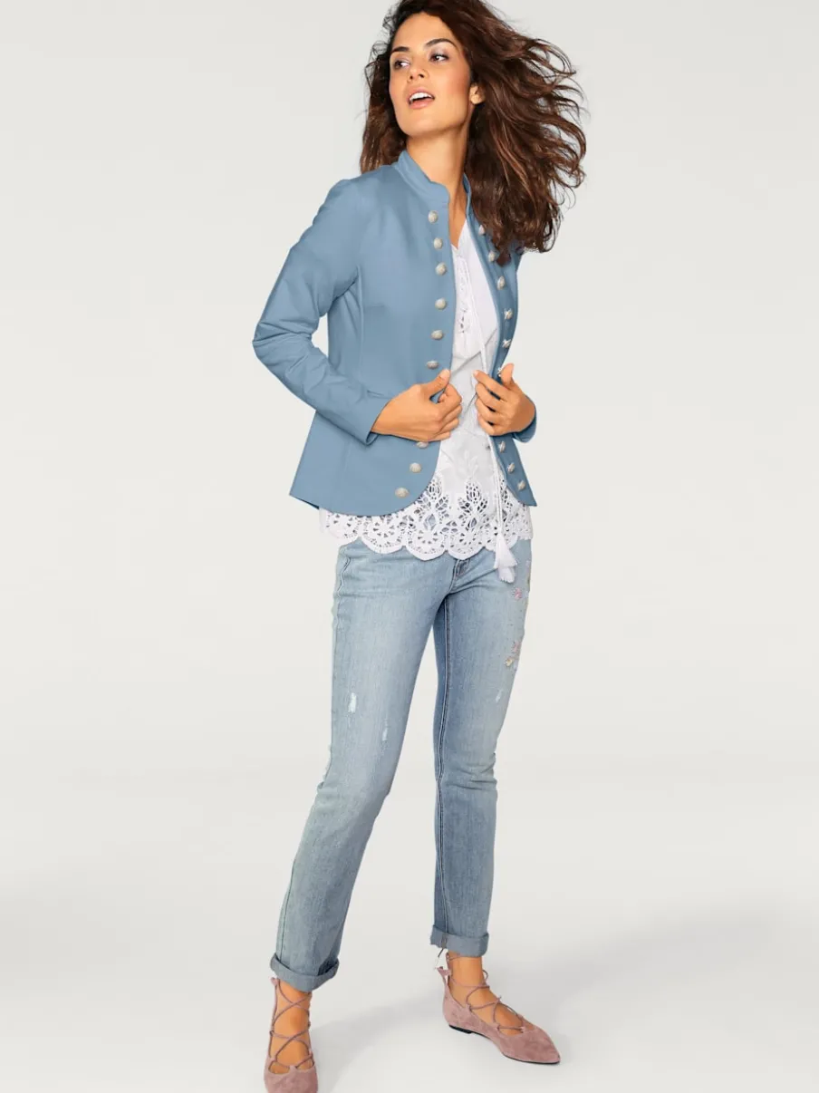 Blazer avec col montant poches manches longues ajusté