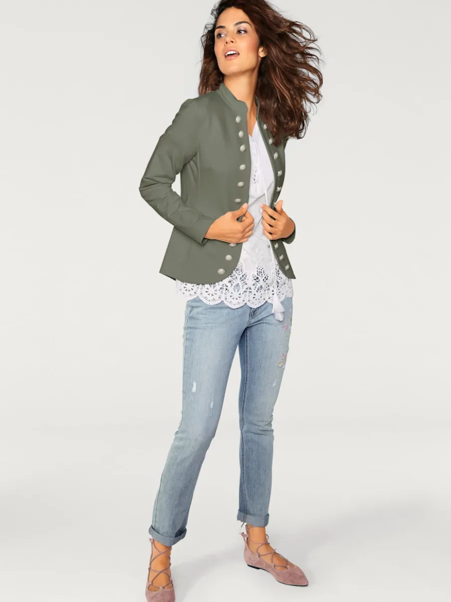 Blazer avec col montant poches manches longues ajusté