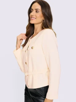Blazer avec encolure ronde et manches longues à boutons fantaisie