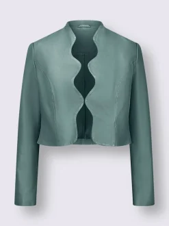 Blazer boléro en cuir avec manches longues et bords arrondis