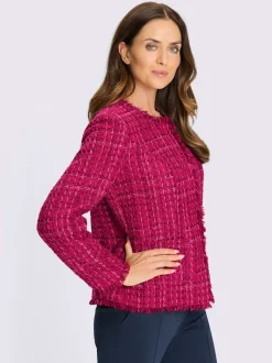 Blazer bouclé avec encolure ronde et manches longues