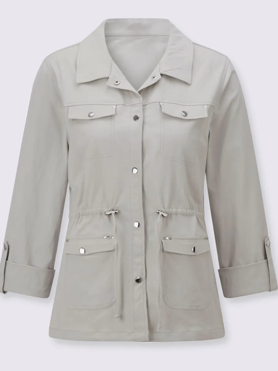 Blazer chemisier à col à revers avec poches plaquées