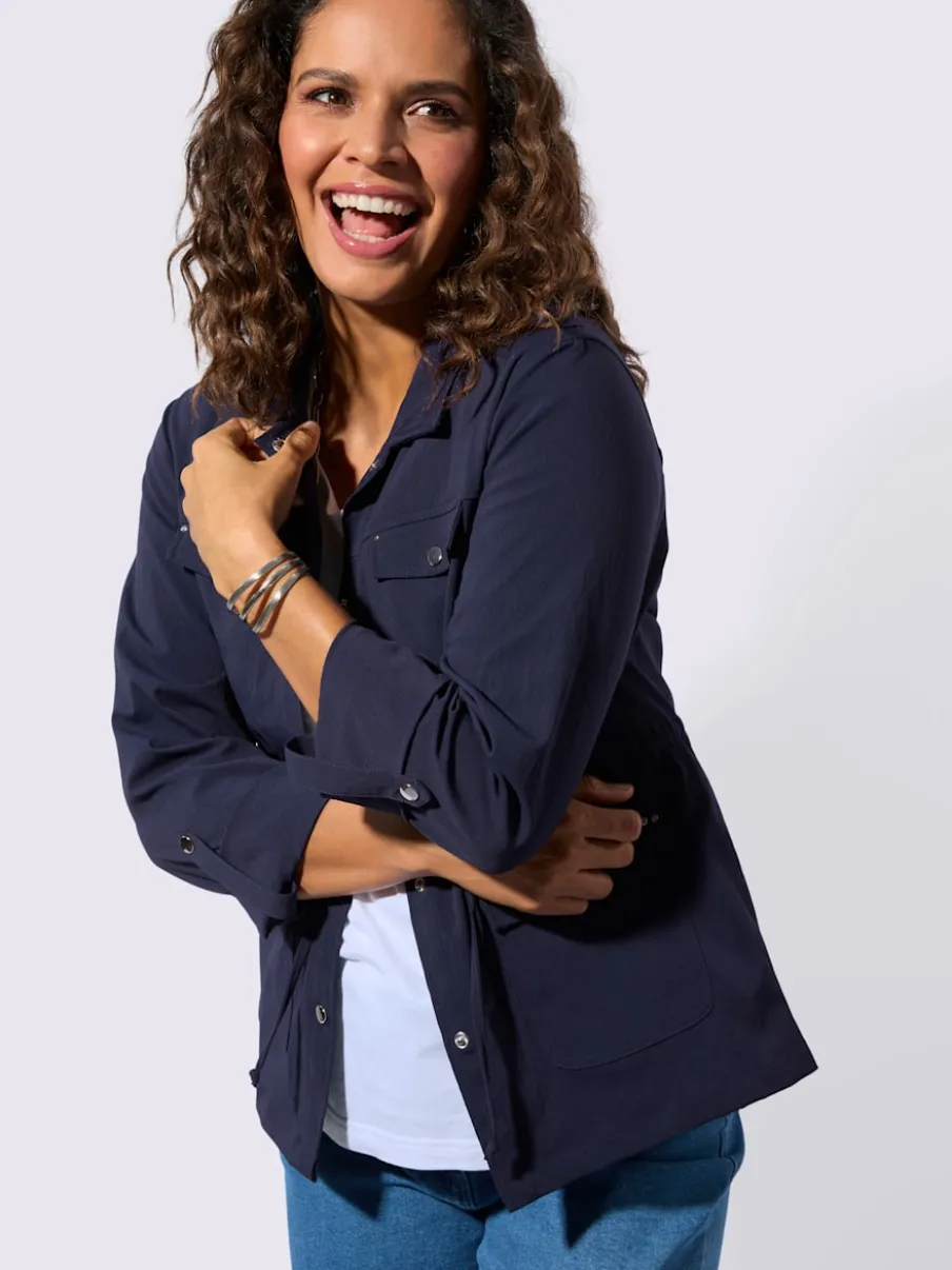 Blazer chemisier à col à revers avec poches plaquées