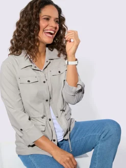 Blazer chemisier à col à revers avec poches plaquées
