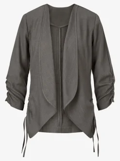 Blazer chemisier léger à col châle et manches trois-quarts