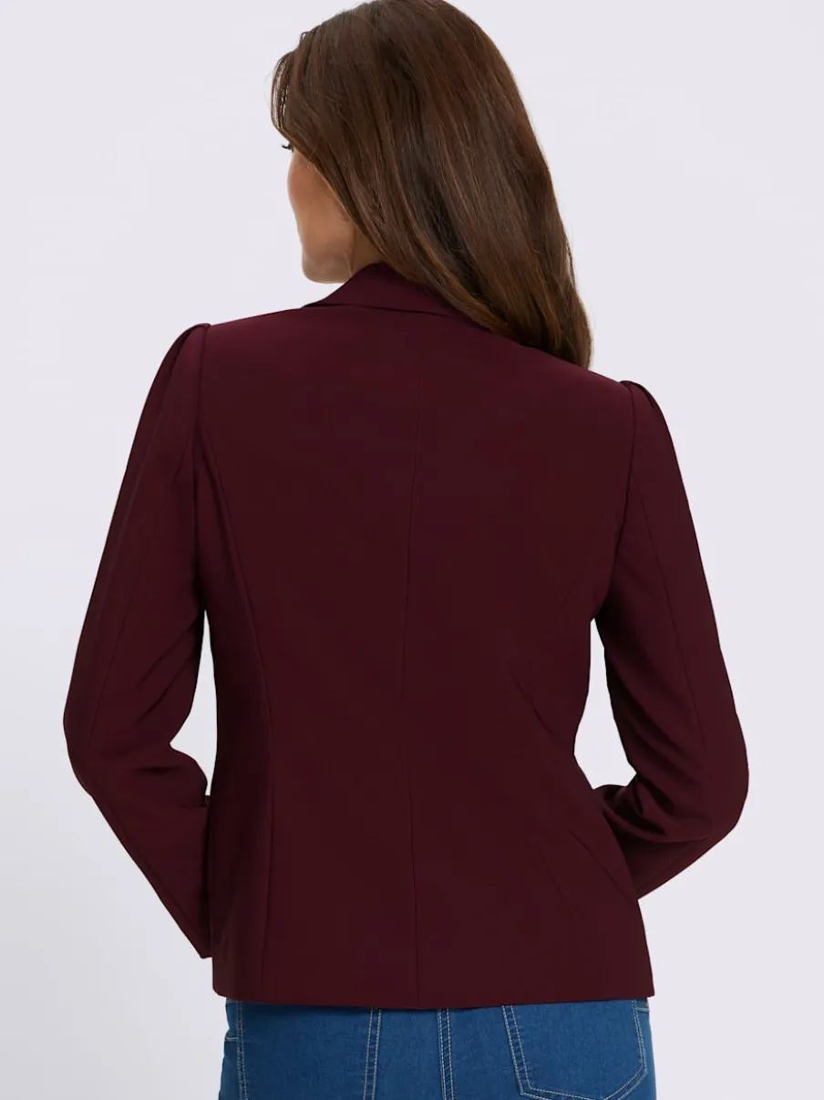 Blazer à col à revers avec poches et manches bouffantes