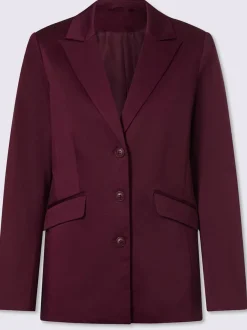 Blazer col à revers en chintz avec manches longues et poches à rabat