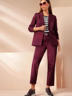 Blazer col à revers en chintz avec manches longues et poches à rabat