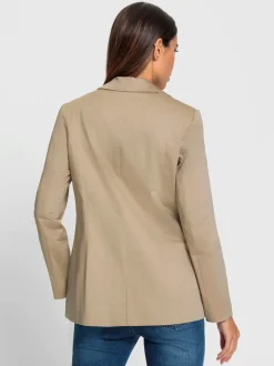 Blazer col à revers en chintz avec manches longues et poches à rabat