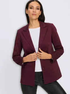 Blazer col à revers en chintz avec manches longues et poches à rabat