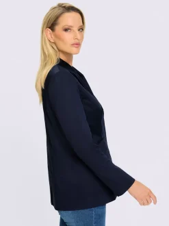 Blazer col à revers en chintz avec manches longues et poches à rabat