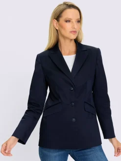 Blazer col à revers en chintz avec manches longues et poches à rabat