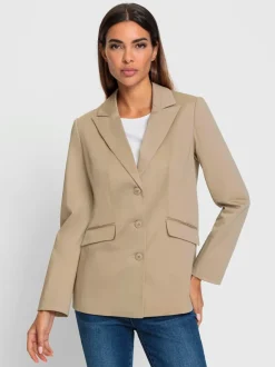 Blazer col à revers en chintz avec manches longues et poches à rabat