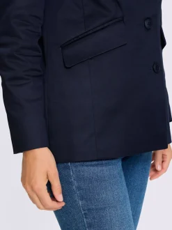 Blazer col à revers en chintz avec manches longues et poches à rabat