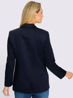 Blazer col à revers en chintz avec manches longues et poches à rabat