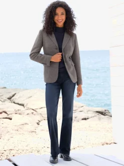Blazer à col à revers et poches avec motif chevron