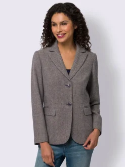 Blazer à col à revers et poches avec motif chevron