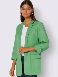 Blazer à col à revers long avec manches 3/4 et poches à rabat