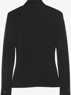 Blazer court à carreaux avec col à revers et poches passepoilées