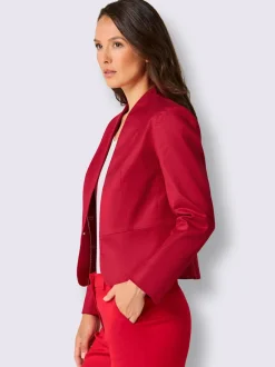 Blazer court en lyocell à encolure V et épaulettes fines