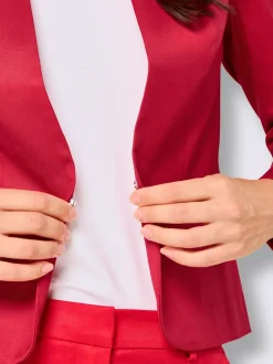 Blazer court en lyocell à encolure V et épaulettes fines