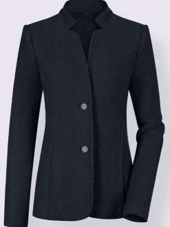 Blazer doux col montant à poches avec finition soignée