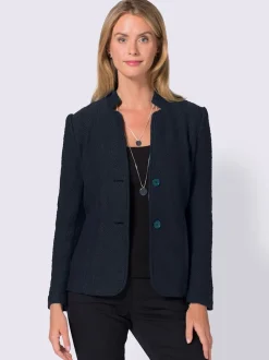 Blazer doux col montant à poches avec finition soignée