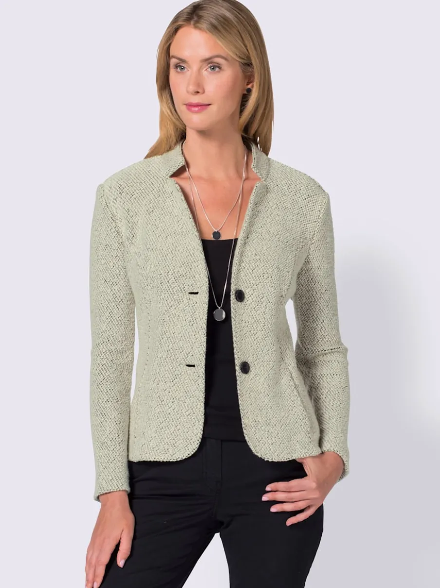 Blazer doux col montant à poches avec finition soignée