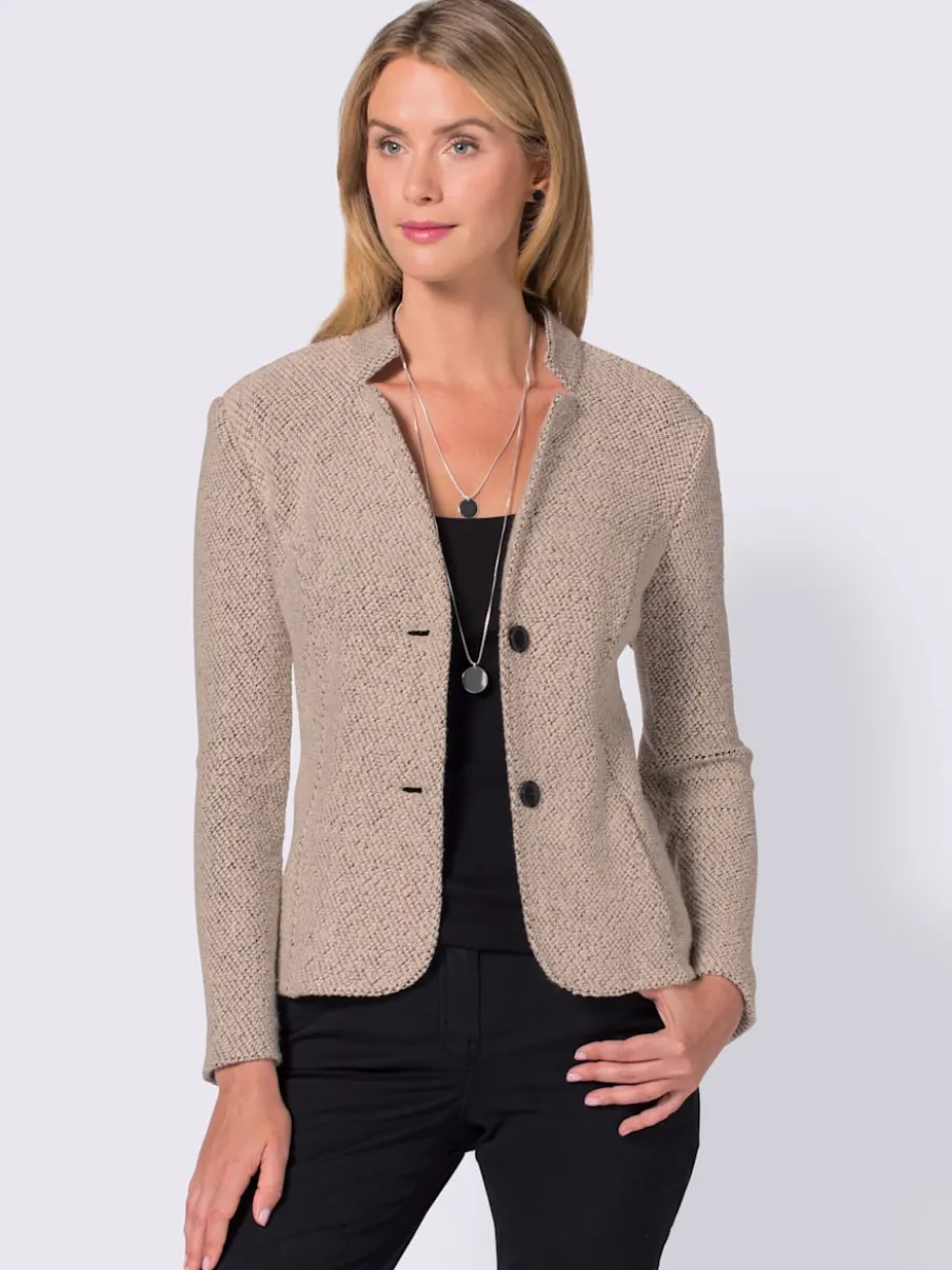 Blazer doux col montant à poches avec finition soignée
