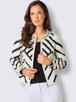 Blazer en cuir avec col rond et empiècements en maille