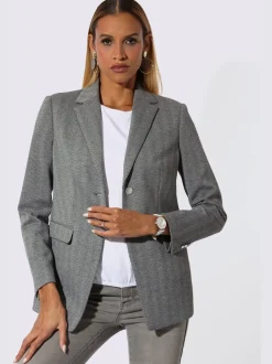 Blazer en jersey à col revers et manches longues avec motif chevron