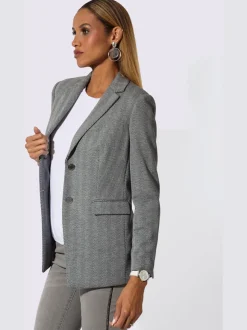 Blazer en jersey à col revers et manches longues avec motif chevron