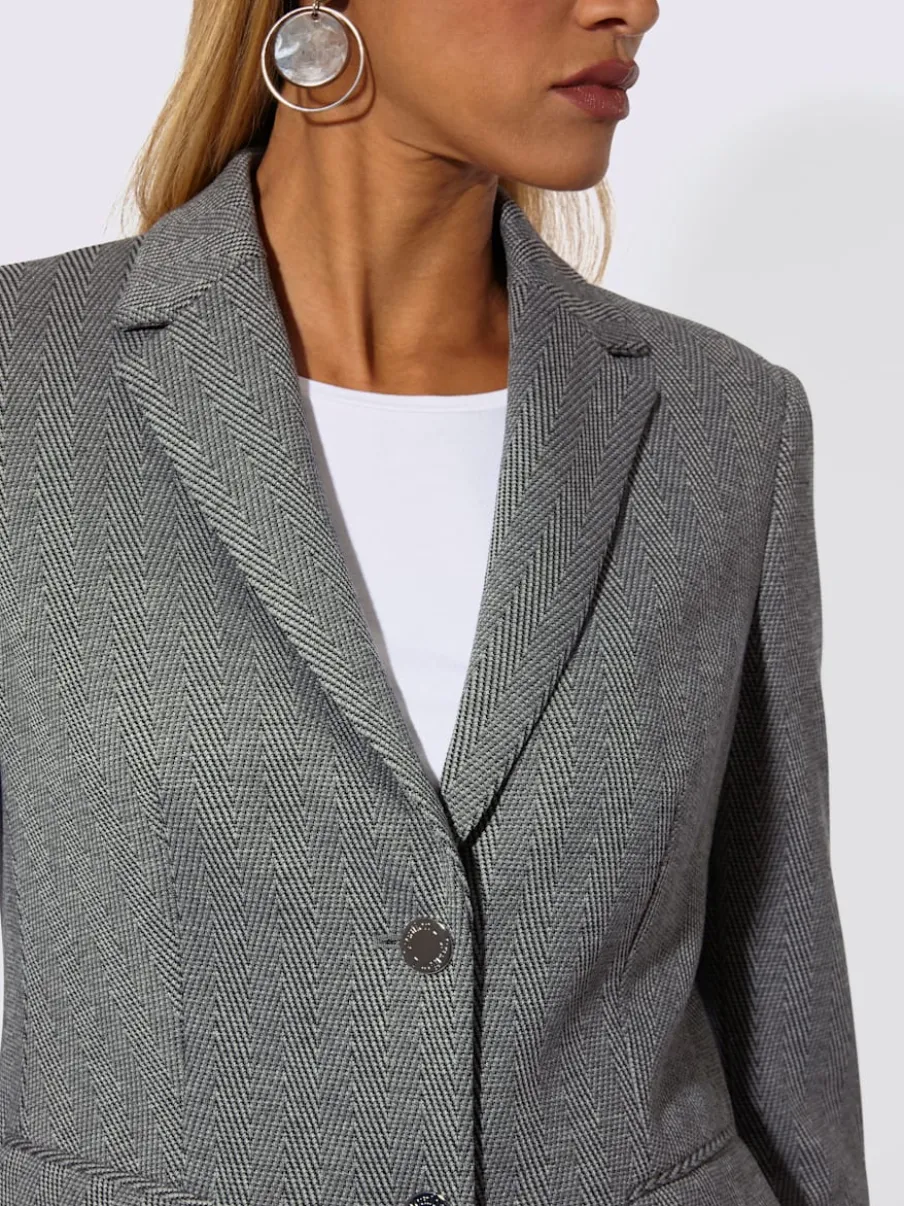 Blazer en jersey à col revers et manches longues avec motif chevron
