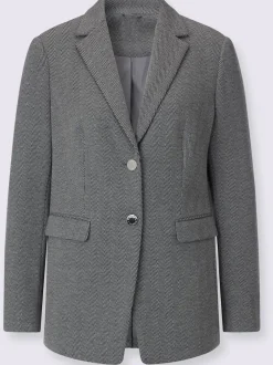 Blazer en jersey à col revers et manches longues avec motif chevron