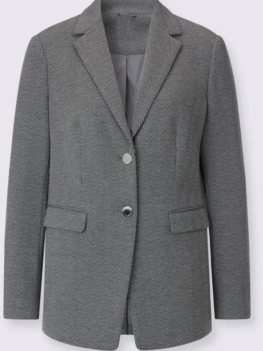 Blazer en jersey à col revers et manches longues avec motif chevron
