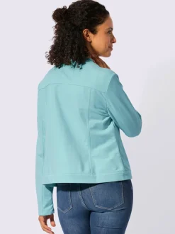 Blazer en jersey à col rond et manches longues avec franges