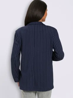 Blazer en jersey fines rayures classiques